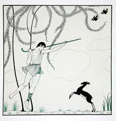 シリーズ「ヴァスラフ・ニジンスキーのダンスのデザイン」（1889-1950）のナルシス。 ジョルジュ・バルビエ (1882-1932)、ポショワール版画