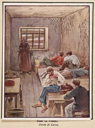 チェカにて；Histoire des Soviets, pub.1922年（カラーリトグラフ）