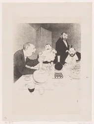 Mannen aan tafel tijdens een diner 彼は飾られ、彼の友人は彼に宴会を提供します（原題） 自然の素晴らしい光景。 Mr.Anyの生涯（オリジナルシリーズタイトル）