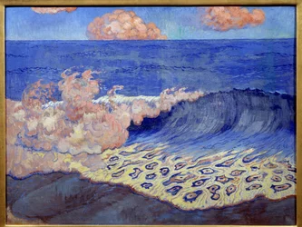 青い海景、波の効果。ジョルジュ・ラコンブ（1868-1916年）の絵画