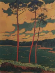 赤い松。1888年