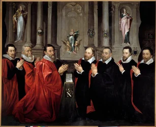 1611年のパリ市の商人たちのプレヴォットとエシュバンたち。ジョルジュ・ラレマン（1575-1635）の絵