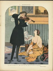ジョルジュ・レオネック（1881-1940）によるイラスト（ル・リール紙、2012年9月21日付） - トルコ - 音楽、ヴァイオリン