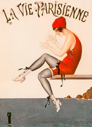 飛び込み台の水泳選手、「La Vie Parisienne」のイラスト