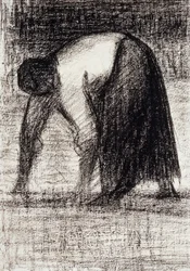 地面に手を持つ農民の女性。 Paysanne les Mains au Sol、1882年