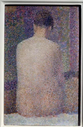 バック・レイイング ジョルジュ・スーラ（1859-1891）の絵画 1887年 日。0,24x1,55 m パリ、オルセー美術館 - モデル、背面図。ジョルジュ・スーラ(1859-1891)の絵画 1887年0.24×1.55m パリ、オルセー美術館