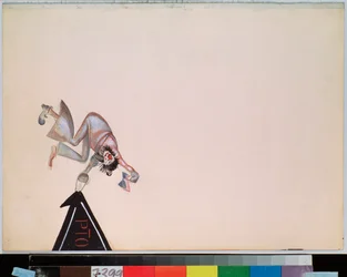 Charles Lecocq (1832-1918) によるオペレッタ ""Girofle Girofla" (Girofle-Girofla) の準備装飾 (Charles Lecocq によるオペレッタ Girofle Giroflia の舞台デザイン) - Georgi Bogdanovich Yakulov (1884-1928) の作品、ガッシュ紙の上に