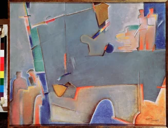 巻き上げクレーン - Georgi Avgustovich Stenberg (1900-1933) の絵画、キャンバスに油彩