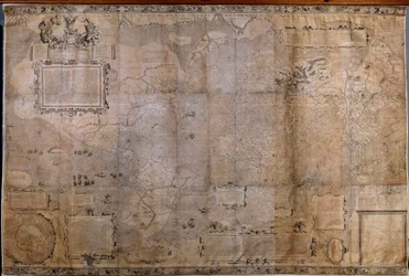 世界の地理地図。ジェラード・メルカトール（1512-1594）の投影図から見たオランダの学校の地図