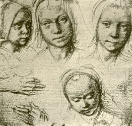 若い女の子の4つの頭と両手、c1500-1505、1908。