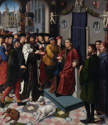 カンビュセスの判決 (ペルシャ王カンビュセス 2 世 (紀元前 522 年に死亡) は、金と引き換えに判決を言い渡したとして、シサムネス判事が生きたまま皮をむかれるのを非難する) 1523) - 149