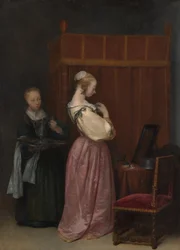 メイドのいるトイレで若い女性c.1650-51