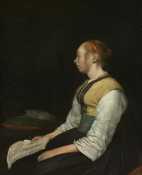 農民の衣装を着た少女c 1650-60