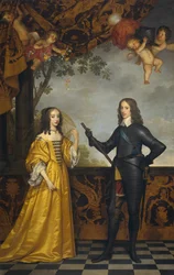 ウィリアム 2 世 (1626 ～ 1650 年)、オラニエ公、および妻のメアリー スチュアート (1631 ～ 1660 年) の二重肖像画。