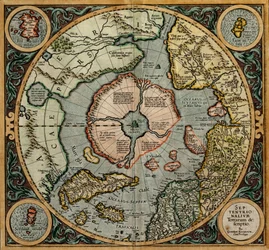 Septentrionalium Terrarum Descriptio（北半球の地図）、1595年頃（銅版画）