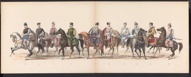 ライデン学生の仮面舞踏会、1870年（プレート10） 1870 年 6 月 7 日にライデン学生団のメンバーが開催した衣装を着た行進。