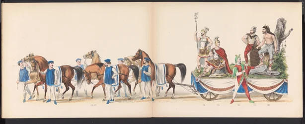 ライデン学生のマスカレード、1870年（プレート15） 1870 年 6 月 7 日にライデン学生団のメンバーが開催した衣装を着た行進。