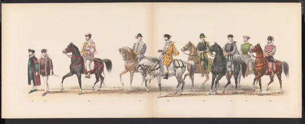 ライデン学生のマスカレード、1870年（プレート8） 1870 年 6 月 7 日にライデン学生団のメンバーが開催した衣装を着た行進。