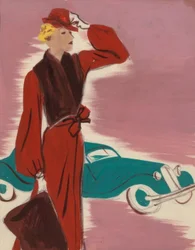 女性のファッション1930年代-ストール付きドレス-硬化