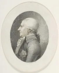 A.P.の肖像 Bernstorff、カウント、首相 (1735-1797)。 バスト画像。 左のプロフィール