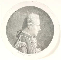 スウェーデンの海軍士官、ラース・ベンゼルストジャーン (1759-1808) の肖像画。 バスト画像。 右側のプロフィール