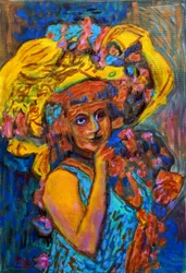 Flowered Damsal II, 2023（キャンバスに油彩）