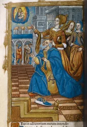 リブレドール、祈りの中でひざまずく王。 c.1500