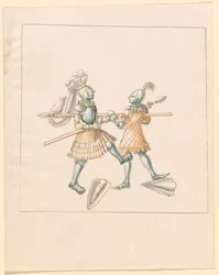 Freydal、The Book of Jousts and Tournament of Jousts and Tournament of Emperor Maximilian I: Combats on Foot (Jousts)(Volume III): プレート 151