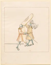 Freydal、The Book of Jousts and Tournament of Jousts and Tournament of Emperor Maximilian I: Combats on Foot (Jousts)(Volume III): プレート 156