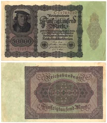 5万2千枚紙幣、1922年（rectoおよびverso）