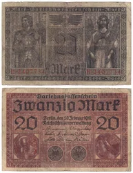 20マーク紙幣、1918年（rectoとverso）
