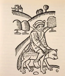 ヤギの背中に乗った魔法使い（Ulrich Molitor著「Of Witches and Diviner Women」より引用