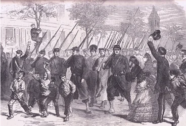 バグヌン前の戦いの後、パリに到着したプロイセン軍捕虜（Cassells History of the War between France and Germany published by Cassell and Company Limited, c.1890 (litho)