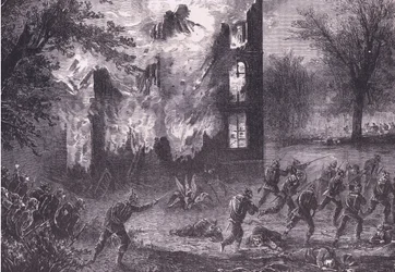 フランスの先進的な陣地への攻撃（Cassells History of France and Germany published by Cassell and Company Limited, c.1890）（リトグラフ