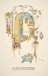 「フリードマン＆ウェーバー社（バーデン・バーデン）の広告 "Aus dem Palais Stourdza", Styl, pub.1922より（ポショワール版画）