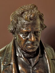 ドイツの物理学者ジョージ・サイモン・オーム（1787-1854）のブロンズ製胸像 19世紀 ニュルンベルク、スイス郵便博物館