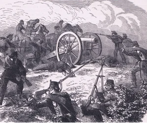 野砲のキャプチャ、Cassells History of the War between France and Germany、Cassell and Company Limited、c.1890（リトグラフ）。
