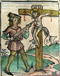 キリストは十字架にかけられ、ニュルンベルク年代記に掲載されました（1493年）