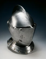 フィールド用のヘルメットを閉じる、c.1550-70（鋼、鉄、革、真ちゅう）