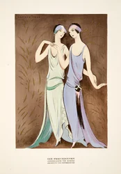 クーネンのドレス『Die Freundinnen』、1922年発行の『Styl』より（ポショワール版画）