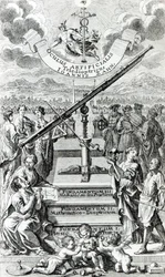 ヨハンザーンによるOculus Artificialis Teledioptricus Sive Telescopiumへの口絵、1702年に発行された第2版