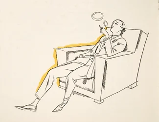 煙草を吹く紳士、1922年発行の『Styl』より（ポショワール版画）