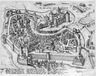 1595年6月5日、スペインのフォンテーヌフランセーズで勝利した後、ディジョンに入るアンリ4世（1553-1610）