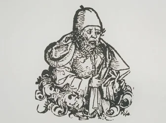 グイドボナッティの理想的な肖像画、ハルトマンシェデル作「Liber Chronicarum」のイラストのコピー、1493年、19世紀後半の魔法の歴史で使用