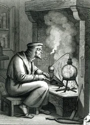 1854年のホムンクルスを作成するメフィストフェレスを描いたゲーテスファウストのイラスト
