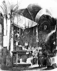 Altneuschule（旧新シナゴーグ）の内部、プラハ、1852