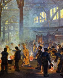 1908年の金属工場の内部。Jugendから。