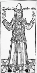 1493年にニュルンベルクで出版された、ハートマンシェデルによるリベルクロニコルムのユダヤ人大祭司