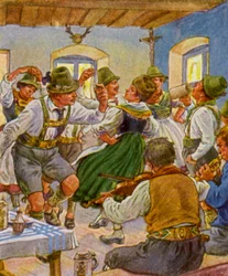 キルヒヴァイタンツ／教会祭の踊り（カラーリトグラフ）