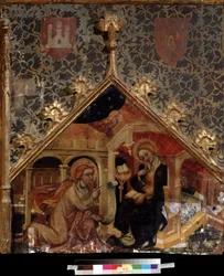 ""The Annunciation"" (The Annunciation) 15 世紀のドイツ派の木版画 プーシキン美術館、モスクワ